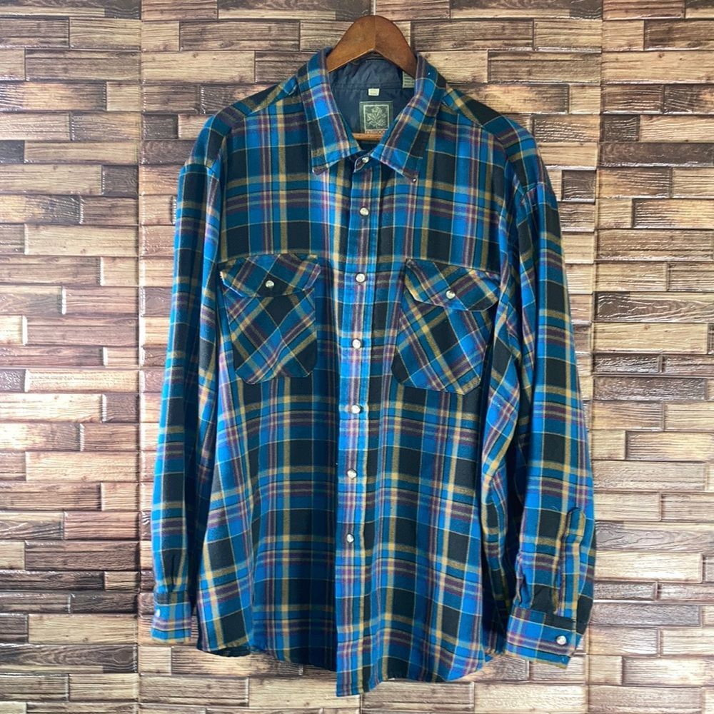 Mens Vintage XXL Outdoor Exchange Plaid Flannel